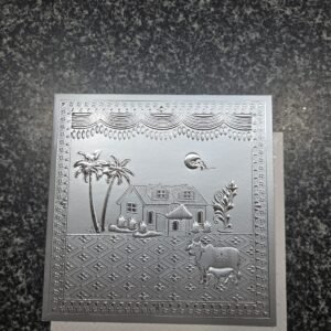 Shimmering Gold Foil Housewarming Invite Set with White Floral Pattern Envelope