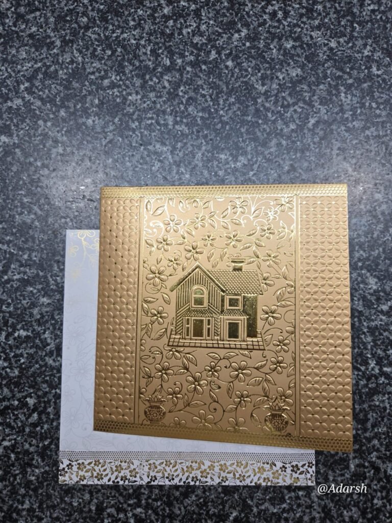 Gold Foil Embossed Housewarming Card Set with Envelope