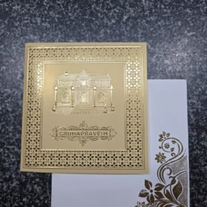 luxurious a gold-printed floral with white envelope Housewarming Card