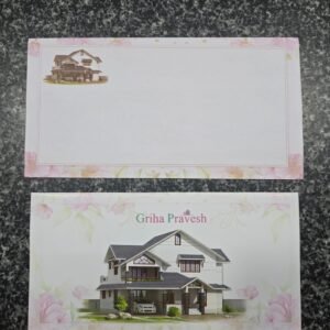 Modern Villa Floral Griha Pravesh Invitation Card