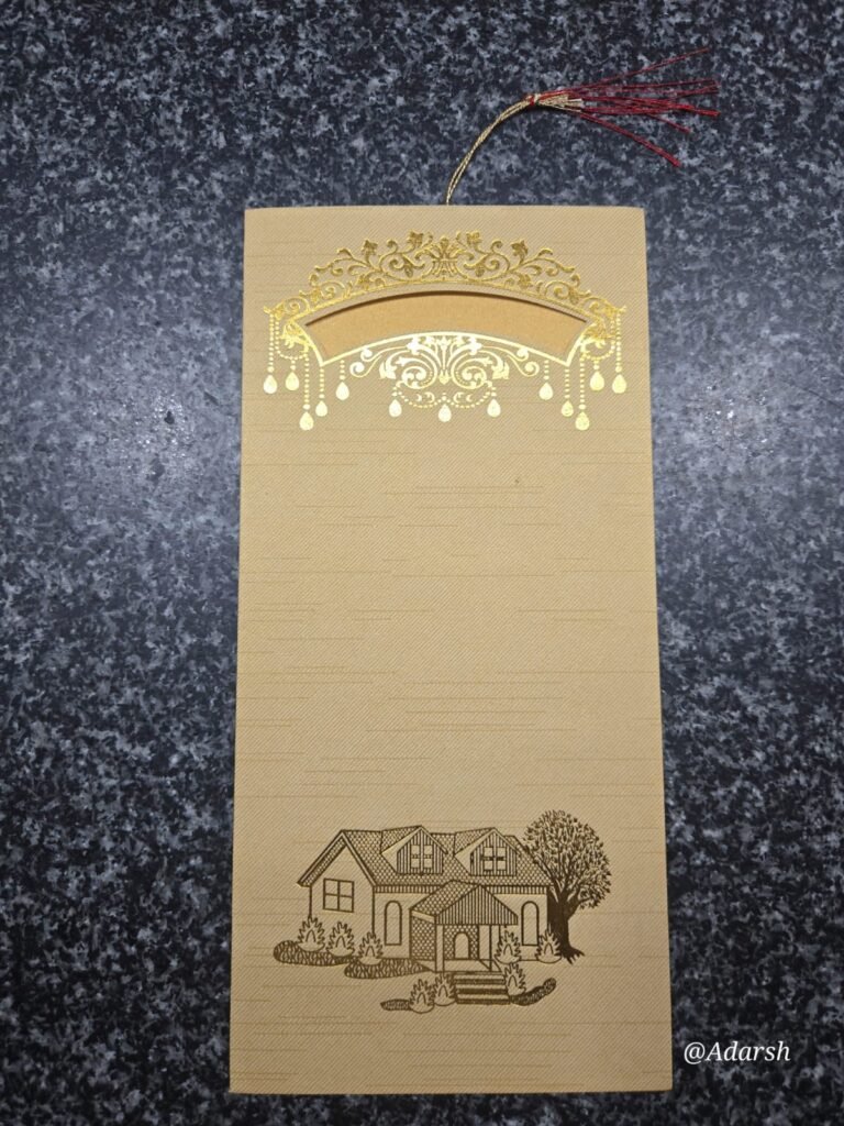 Elegant Gold-Foiled Villa Housewarming Invitation