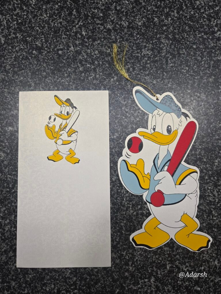 Disney Donald Duck Baseball Theme Die-Cut Invitation Card with Golden Tassel