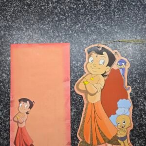 Chhota Bheem Theme Die-Cut Invitation Card with Golden Tassel