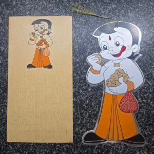 Chhota Bheem Theme Die-Cut Birthday Invitation Card with Golden Tassel