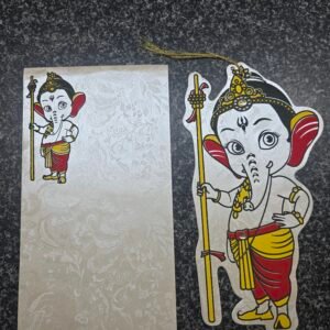 Bal Ganesha Shaped Traditional Die-Cut with Golden Tassel Naming Ceremony Card
