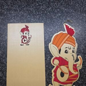 Lord Ganesha Shaped Traditional Die-Cut with Golden Tassel Naming Ceremony Card