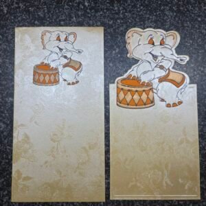 Golden Embossed Floral Cartoon Elephant Theme Birthday Card