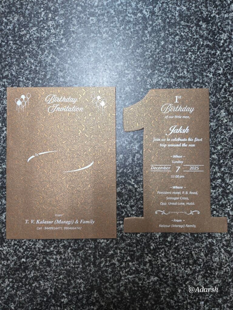 Metallic Bronze Number 1 Shaped Die-Cut 1st Birthday Card