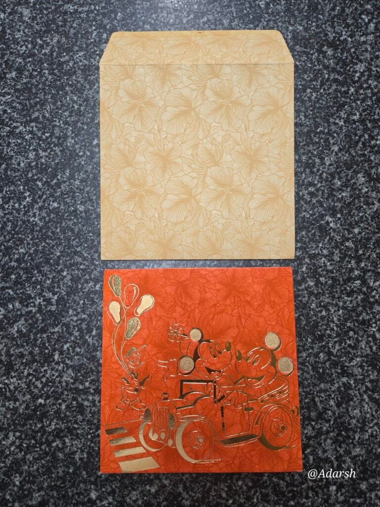 Orange Floral Mickey Mouse Theme Naming Ceremony Single Card