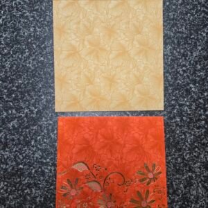 Floral Self-Textured Orange and Gold Baby Shower Single Card