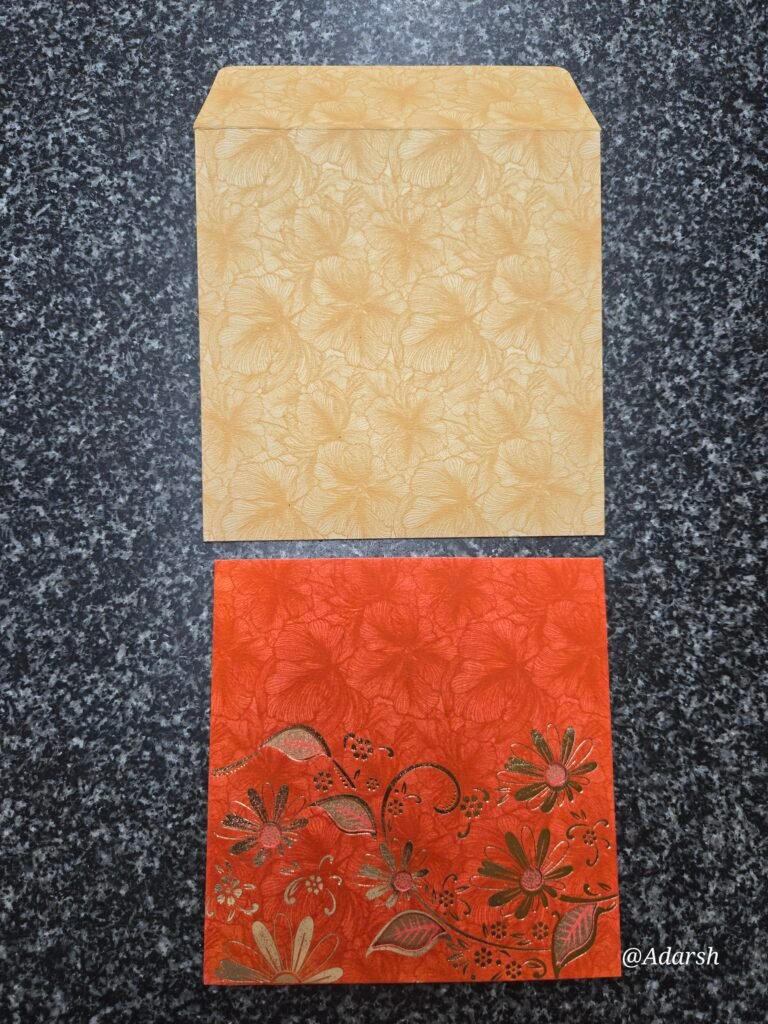Floral Self-Textured Orange and Gold Baby Shower Single Card