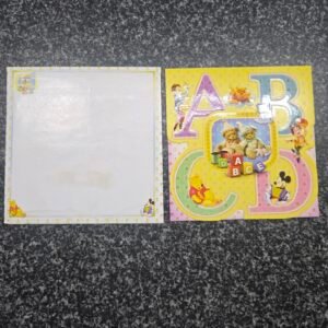 Alphabet Blocks and Cartoon Characters Theme Kids Birthday Card