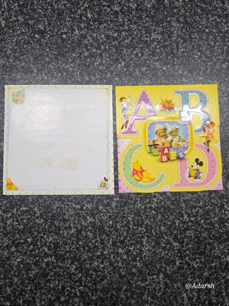 Alphabet Blocks and Cartoon Characters Theme Kids Birthday Card