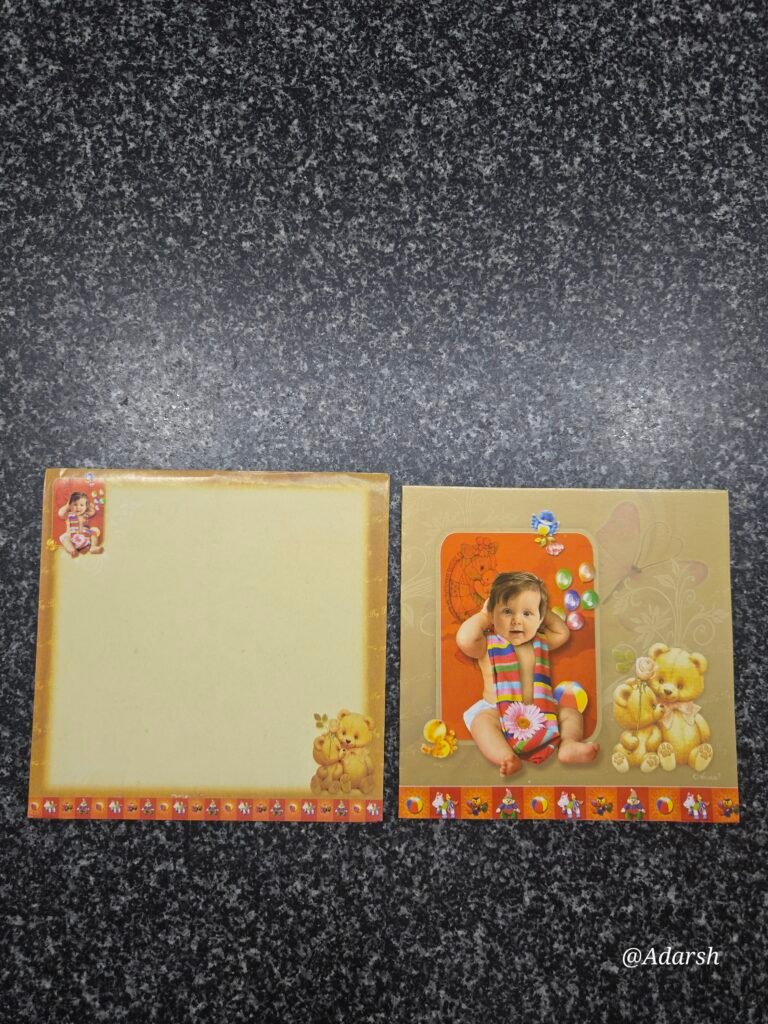 Golden Teddy Bear Theme Baby Birthday / Naming Ceremony Card
