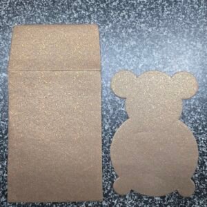 Metallic Bronze Teddy Bear Shaped Die-Cut Invitation Card