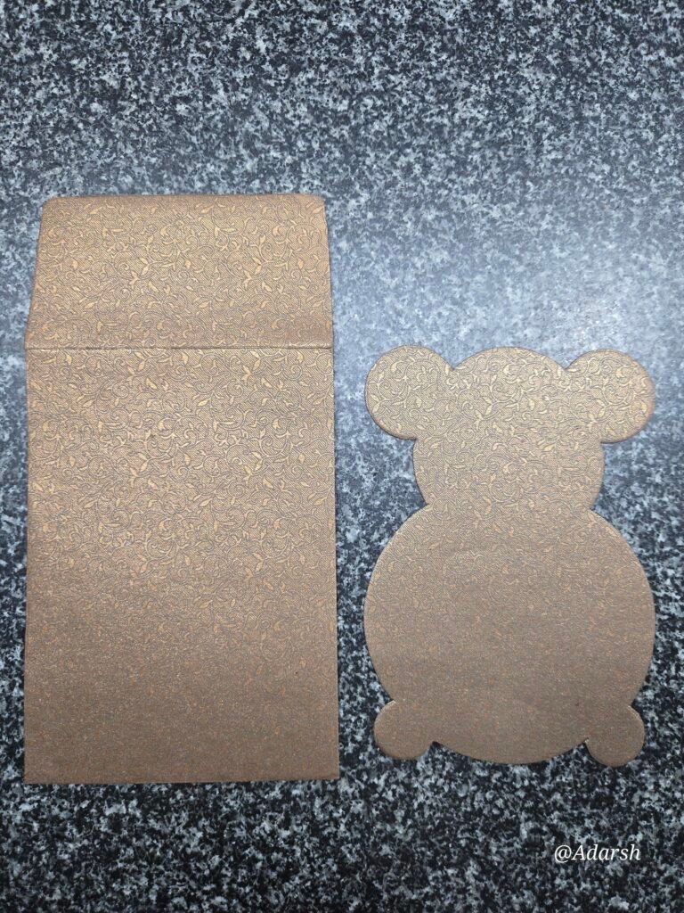Metallic Bronze Teddy Bear Shaped Die-Cut Invitation Card