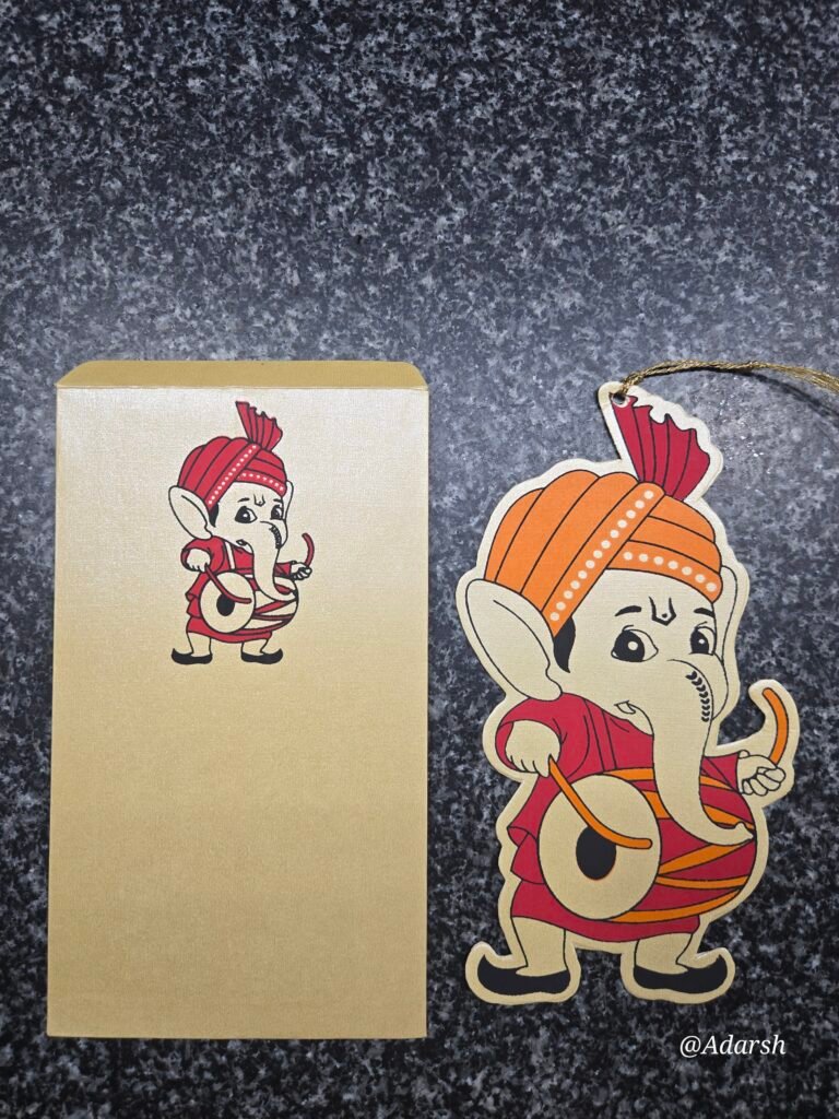 Lord Ganesha Shaped Traditional Baby Shower Card