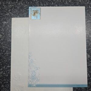 Powder Blue and White Embossed Wedding Bells Invitation Card
