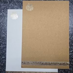 Kraft Brown and Off-White Metallic Foil Wedding Bells Invitation Card