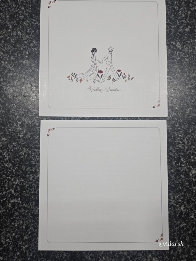 White Textured Inner Inserts for Bride Groom Theme Card