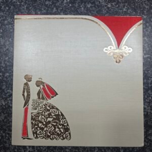 Silver and Red Personal Invitation Card with Bride Groom Theme Card