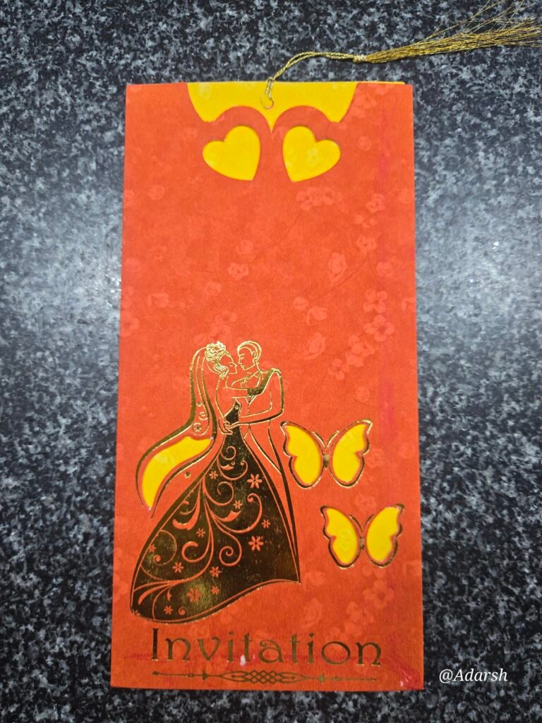 Alluring Butterfly Theme With Bright Red Wedding Card