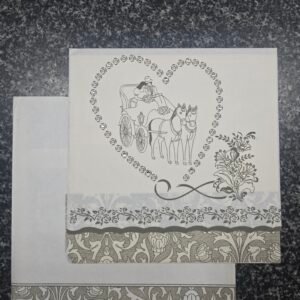A vintage-inspired cream and olive-grey wedding Card