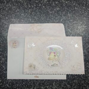 A delicate blush pink and silver wedding Card