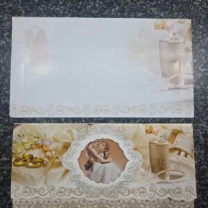 An elegant, vintage-style cream wedding Card