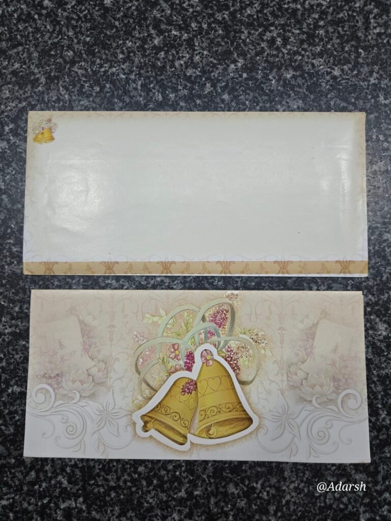 A pair of cream-colored wedding Card