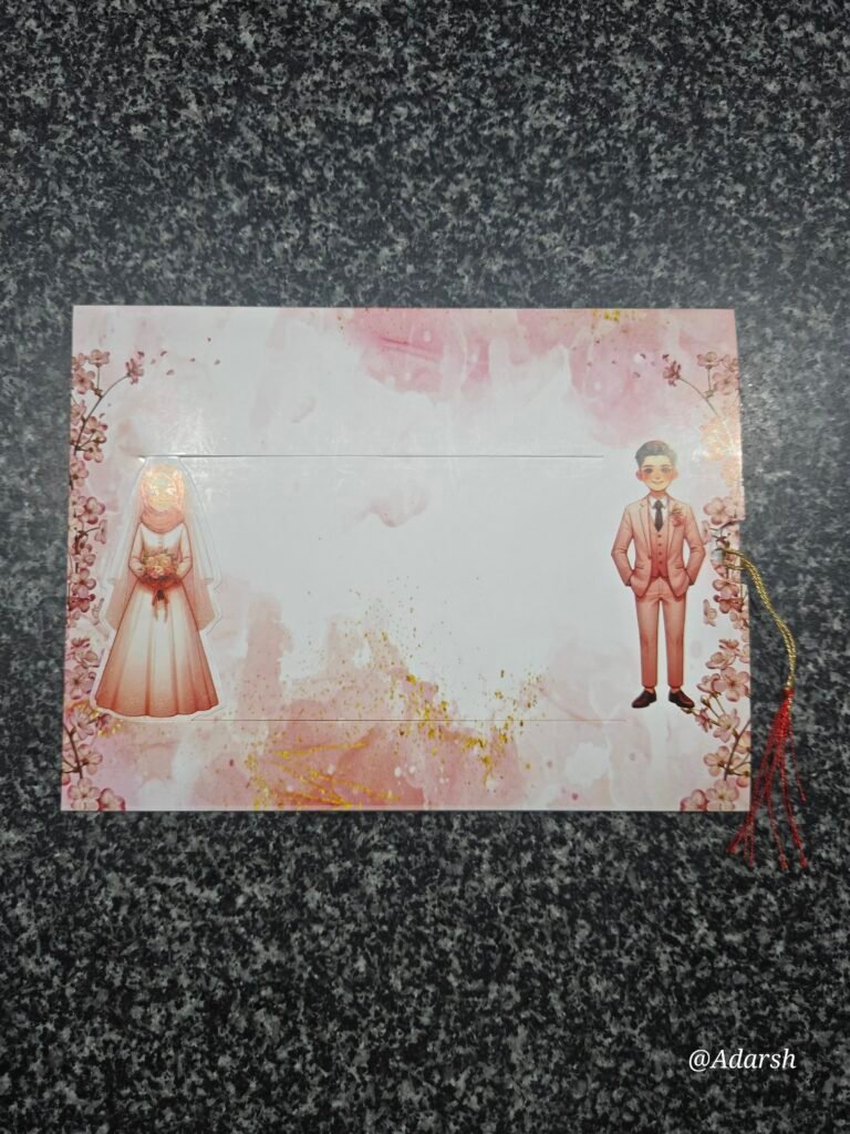 Pastel Pink Pull-Out Muslim Wedding Invitation Card