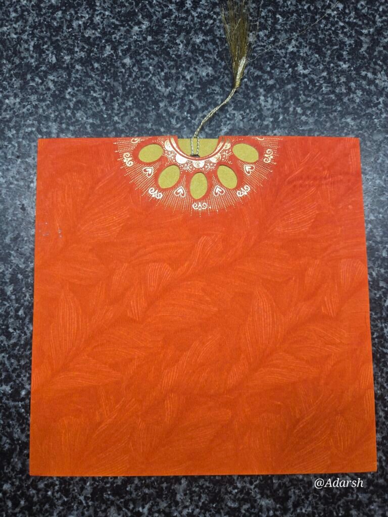 Elegant Orange Pull-Out Wedding Invitation Sleeve with Tassel
