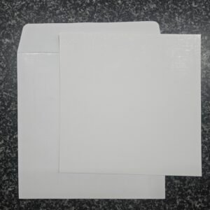 Minimalist Square White Linen-Textured Wedding Invitation Card