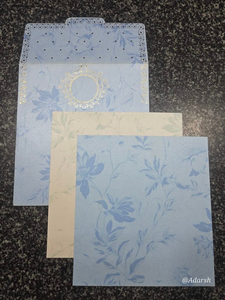 Elegant Pastel Blue and Cream Floral Wedding Invitation Card