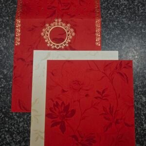 Elegant Crimson Red and Cream Damask Wedding Invitation Card