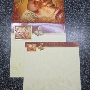 Traditional Hindu Wedding Invitation Card with Hastamilap Motif