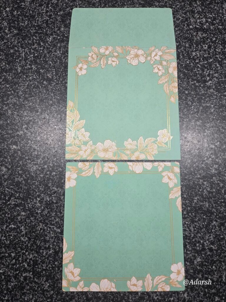 Elegant Mint Green Floral Wedding Invitation Card with Gold Border