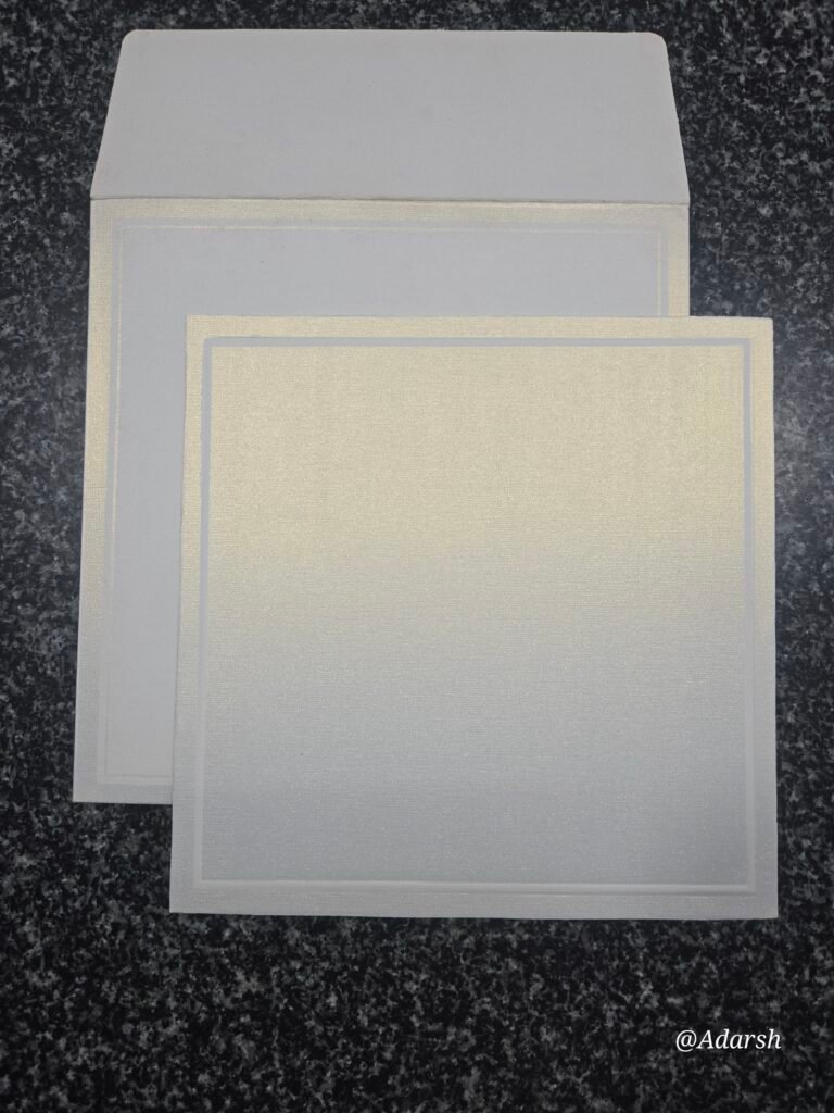 Minimalist White Shimmer Square Wedding Invitation Card