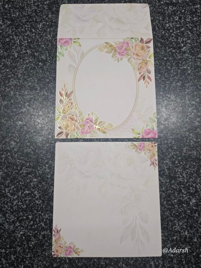 Elegant Pastel Floral Wedding Invitation Card with Oval Gold Frame