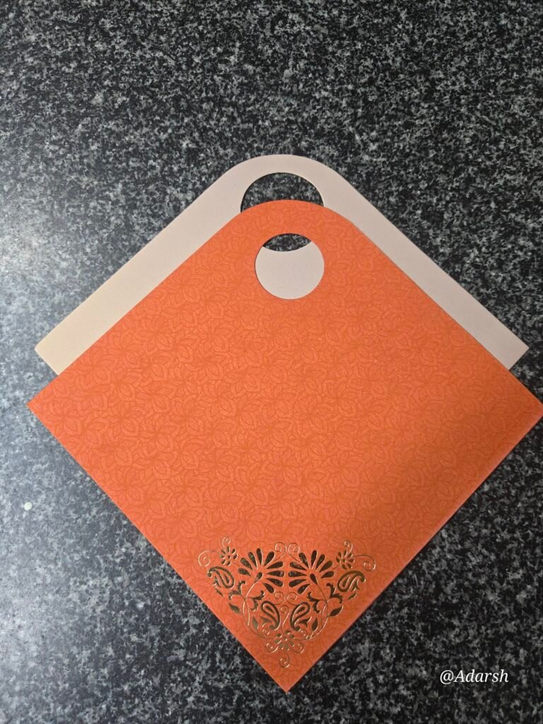 Elegant Orange Bag-Style Wedding Invitation Card