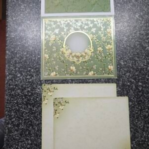 Elegant Sage Green Floral Wedding Invitation Card with Circular Cutout