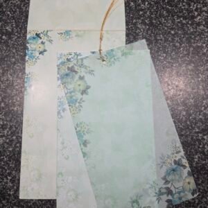 Elegant Mint and Blue Floral Wedding Invitation Card with Vellum Overlay