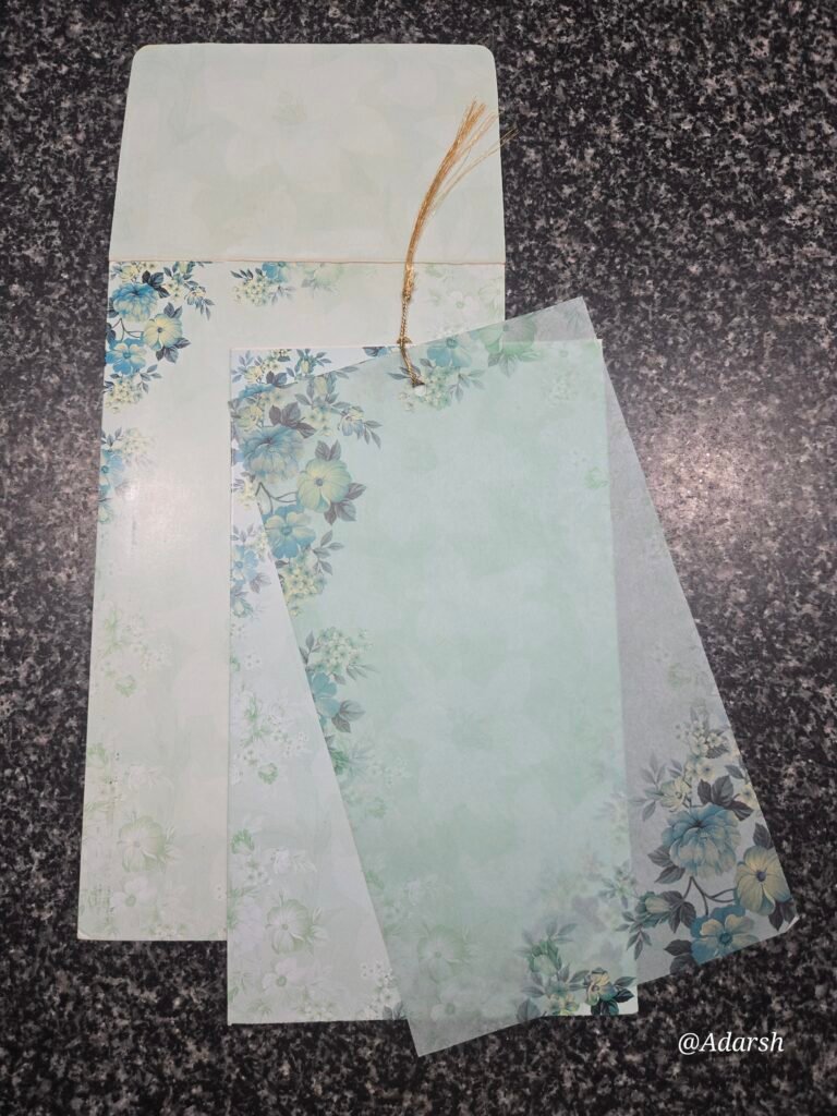 Elegant Mint and Blue Floral Wedding Invitation Card with Vellum Overlay