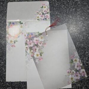Elegant Pastel Floral Wedding Invitation Card with Vellum Overlay and Tassel