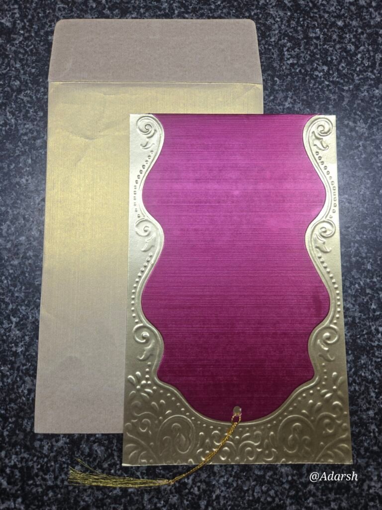 Elegant Royal Magenta and Gold Pull-Out Wedding Invitation Card with Tassel