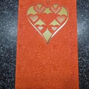 Elegant Orange Floral Wedding Invitation Card with Gold Laser-Cut Heart