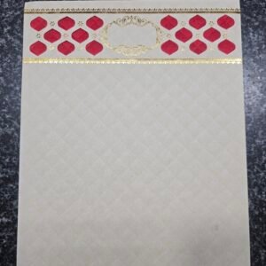 Elegant Cream Wedding Invitation Card with Red Diamond Lattice Header