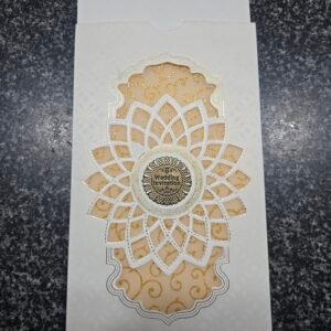 Elegant Laser-Cut Cream and Gold Mandala Wedding Invitation Card