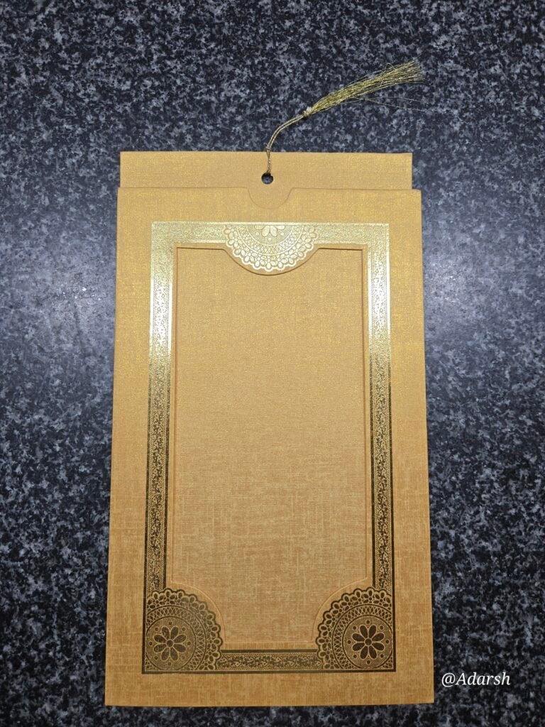 Elegant Gold Shimmer Pull-Out Wedding Invitation Card with Tassel