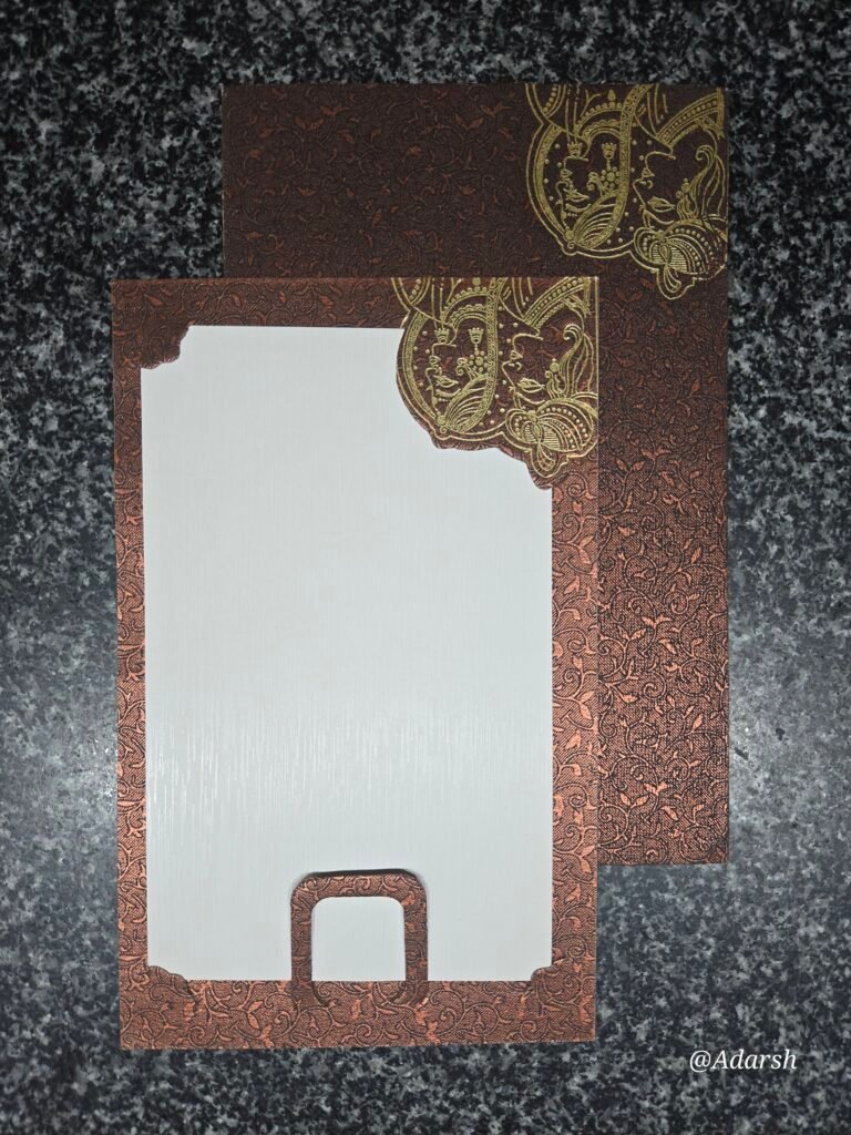 Traditional Bronze and White Hindu Wedding Invitation Card